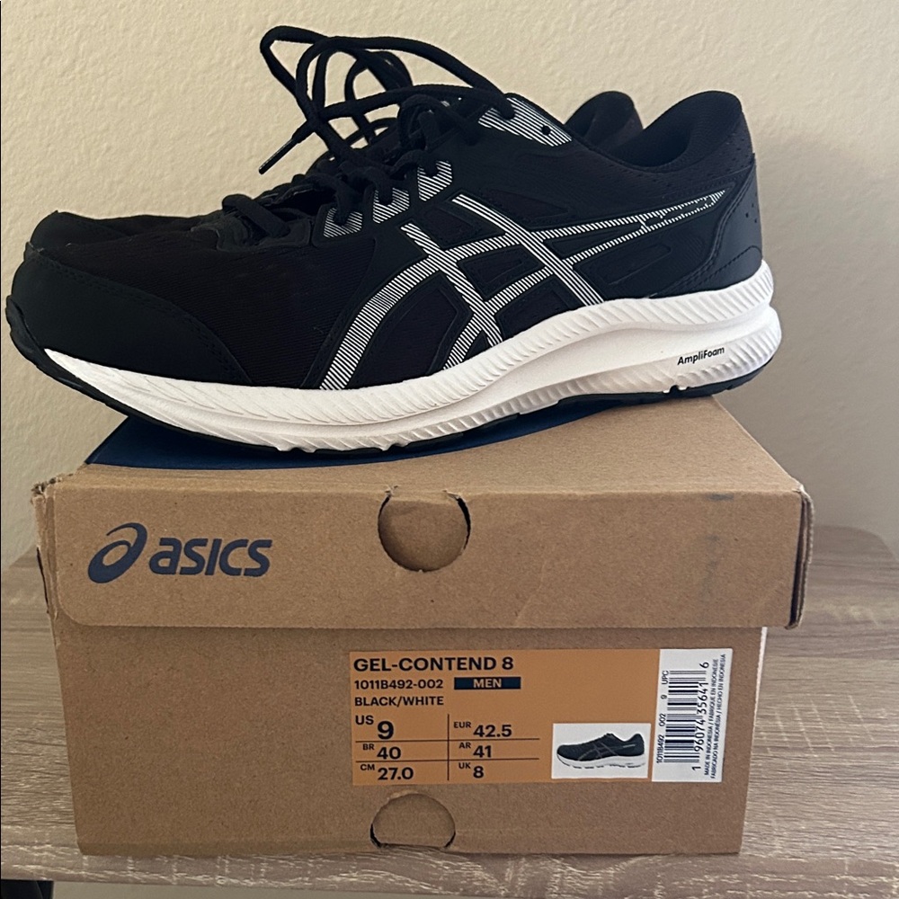ASICS Gel-Contend Black and White Athletic Shoes